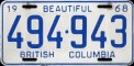 Nummernschilder / Kfz-Kennzeichen Kanada 1968 1960er British Columbia
