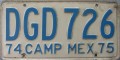 Nummernschilder / Kfz-Kennzeichen Mexiko 1974 1970er Campeche