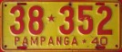 Nummernschilder / Kfz-Kennzeichen Philippinen 1940 1940er Pampanga