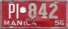 Nummernschilder / Kfz-Kennzeichen Philippinen 1956 1950er Manila