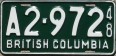 Nummernschilder / Kfz-Kennzeichen Kanada 1948 1940er British Columbia