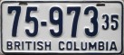 Nummernschilder / Kfz-Kennzeichen Kanada 1935 1930er British Columbia
