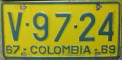 Nummernschilder / Kfz-Kennzeichen Kolumbien 1967 1960er