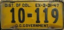 Nummernschilder / Kfz-Kennzeichen USA 1947 1940er District of Columbia DC