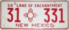 Nummernschilder / Kfz-Kennzeichen USA 1954 1950er New Mexico NM