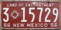 Nummernschilder / Kfz-Kennzeichen USA 1956 1950er New Mexico NM