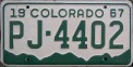 Nummernschilder / Kfz-Kennzeichen USA 1967 1960er Colorado CO