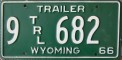Nummernschilder / Kfz-Kennzeichen USA 1966 1960er Wyoming WY
