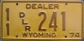 Nummernschilder / Kfz-Kennzeichen USA 1974 1970er Wyoming WY