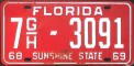 Nummernschilder / Kfz-Kennzeichen USA 1968 1960er Florida FL