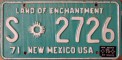 Nummernschilder / Kfz-Kennzeichen USA 1971 1970er New Mexico NM