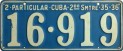 Nummernschilder / Kfz-Kennzeichen Kuba 1935 1930er