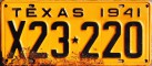 Nummernschilder / Kfz-Kennzeichen USA 1941 1940er Texas TX
