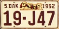 Nummernschilder / Kfz-Kennzeichen USA 1952 1950er South Dakota SD