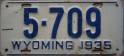 Nummernschilder / Kfz-Kennzeichen USA 1935 1930er Wyoming WY