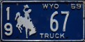 Nummernschilder / Kfz-Kennzeichen USA 1969 1960er Wyoming WY
