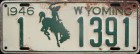 Nummernschilder / Kfz-Kennzeichen USA 1946 1940er Wyoming WY