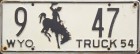 Nummernschilder / Kfz-Kennzeichen USA 1954 1950er Wyoming WY