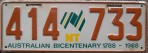 Nummernschilder / Kfz-Kennzeichen Australien 1988 1980er Northern Territory NT