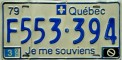 Nummernschilder / Kfz-Kennzeichen Kanada 1979 1970er Quebec