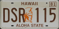 Nummernschilder / Kfz-Kennzeichen USA 1981 1980er Hawaii HI