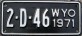 Nummernschilder / Kfz-Kennzeichen USA 1971 1970er Wyoming WY