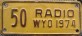 Nummernschilder / Kfz-Kennzeichen USA 1974 1970er Wyoming WY